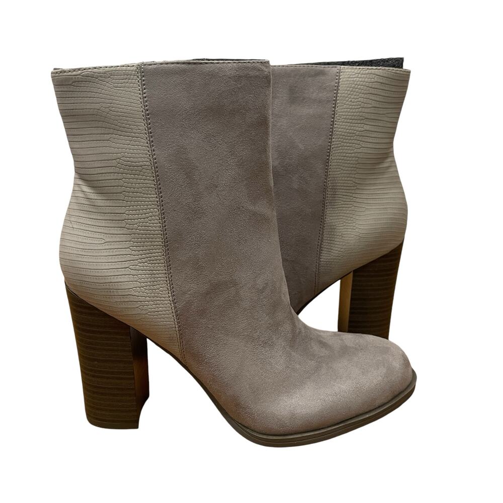 Circus by Sam Edelman Rollins Grey Croc Embossed Suede Bootie Size 8.5